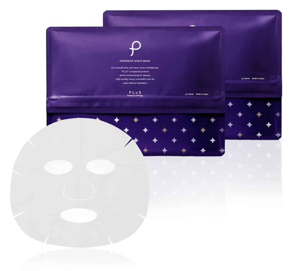 PLuS Intensive Night Mask and Ceramide Face Large Sheets X 2 Total 60 Sheets YOLU Night Face Sheet Beauty Daily Lotion In [Retinol Mask, Capacity] [30