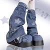 Punk Metallkjede Chunky Platå Ankelstøvletter Dame Vinter Y2K Tykk Såle Denimstøvletter Kvinne Svarte Goth Lolita Sko