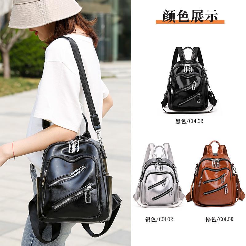 Schoolbag Backpack 1011 New Fashion Versatile Small Backpack PU Soft Leather Casual Women's Bag Travel Large Capacity Korean Edition School Bag