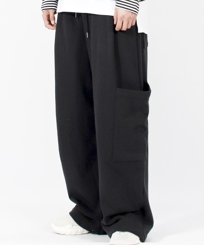 Deumakeu M Side Pocket Wide One-Tuck Real Street Sweat Pants Black