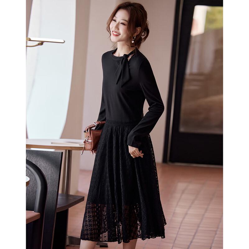 KAVON Elegant Scarf Collar A-Line Dress XL