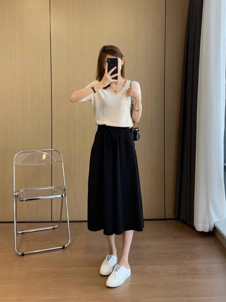 Women's Summer Wide-Leg Cropped Pants: Pear-Shaped, High Waist, Slimming, Loose Fit with Drapey Drawstring