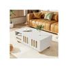 Table Basse Moderne - MUVOE - 105x50x40 Cm - Blanc Et Aspect Bois - 4 Portes - 2 Tiroirs