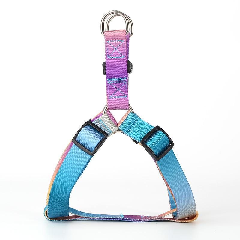 Pet Supplies Colorful Dog Leash Out Walking Dog Rope Anti-break Free Dog Rope Gradual Change Pet Chest Strap