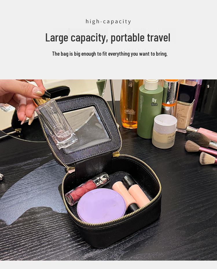 Bolsa de Maquillaje Transparente Compacta 2024 - Estuche Duro Portátil para Almacenamiento de Cosméticos