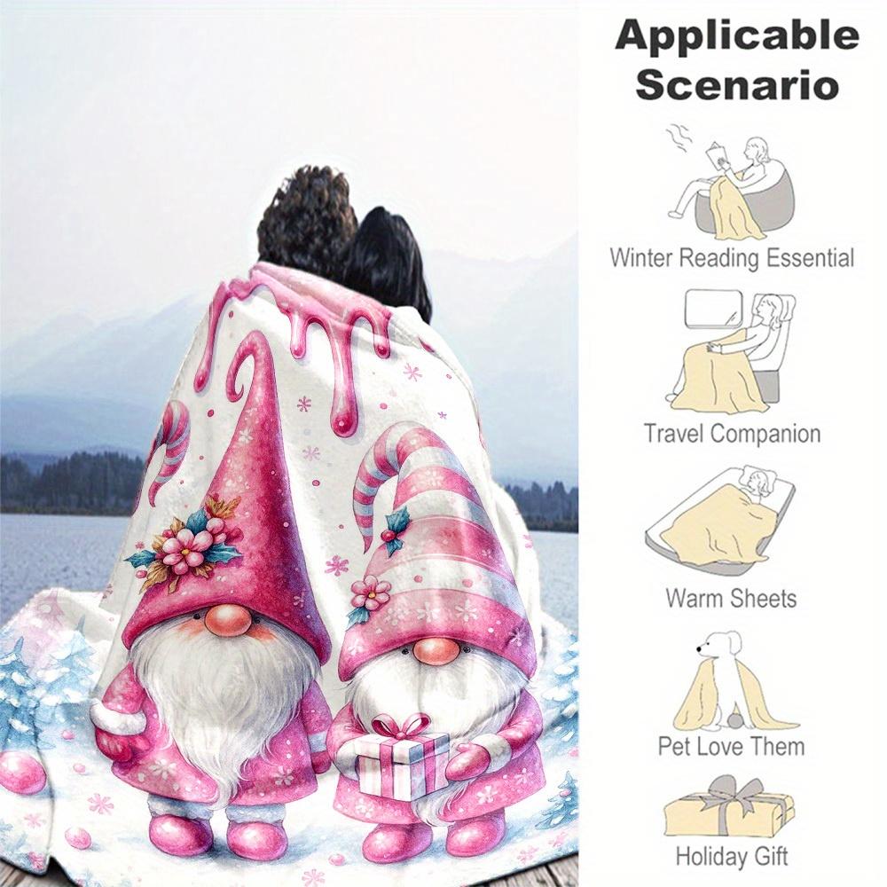 1pc Gnome Winter Blanket for Sofa Bed Soft and Light Bedding Ideal for Picnics, All-Season Christmas Outdoor Decor Accessories-c0803016