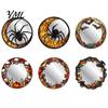 Seasonal Home Wall Decorations Halloween Decorative Mirror Stickers with Spiders/Skeletons/Pumpkins, Retro Hanging Pumpkin Mirrors Ornament,
