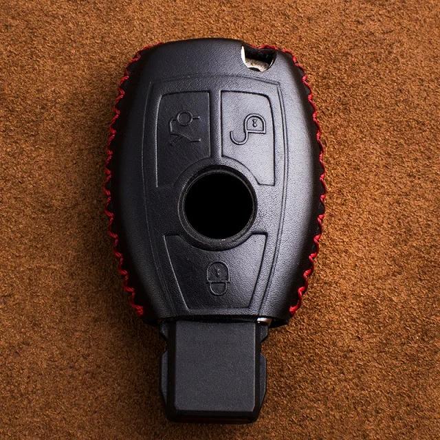 Innenraumleisten Echte Leder Auto Schlüsselanhänger Hülle Für Mercedes benz A B R G Klasse GLK GLA w204 W251 W463 W176 Smart Key
