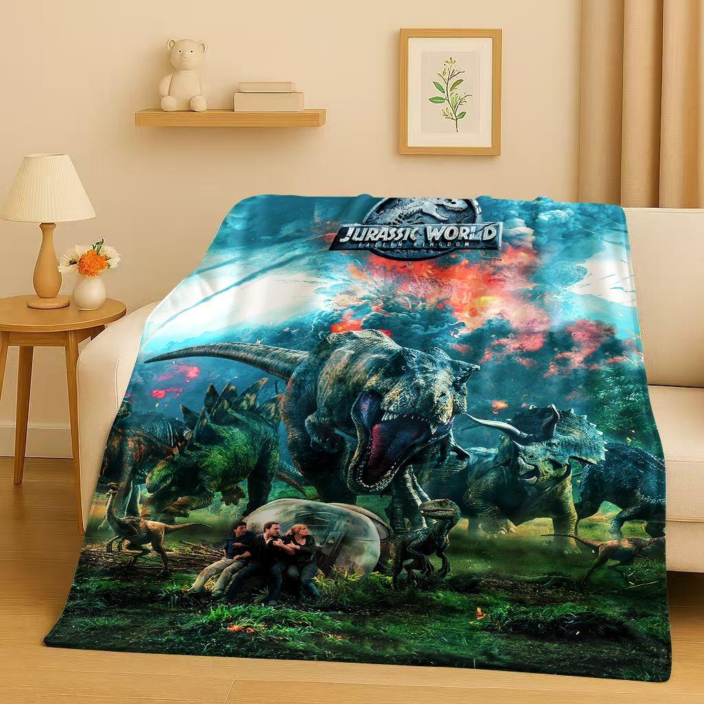 Coperta in Flanella Cartoon Dinosauro Jurassic Park 3D, Coperta Morbida Calda in Peluche per Casa Camera da Letto Letto Divano Copertura Ufficio Campeggio