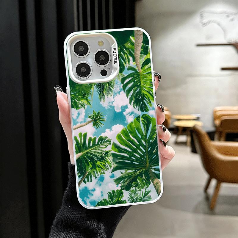 Sommarväxter Grönt Blad Stötsäkert Fodral för iPhone 17 Air 16 16E 15 Pro Max 14 Plus 13 Mini 12 Baksidesfodral Anti-fall Funda