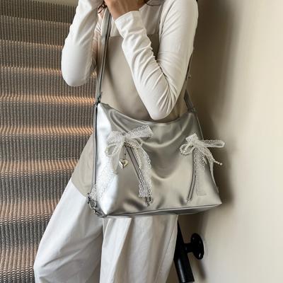 Fashionable Girly Bow Tote Bag Niche Design Big Bag Women's 2025 New Fashion Commuter Shoulder Bag