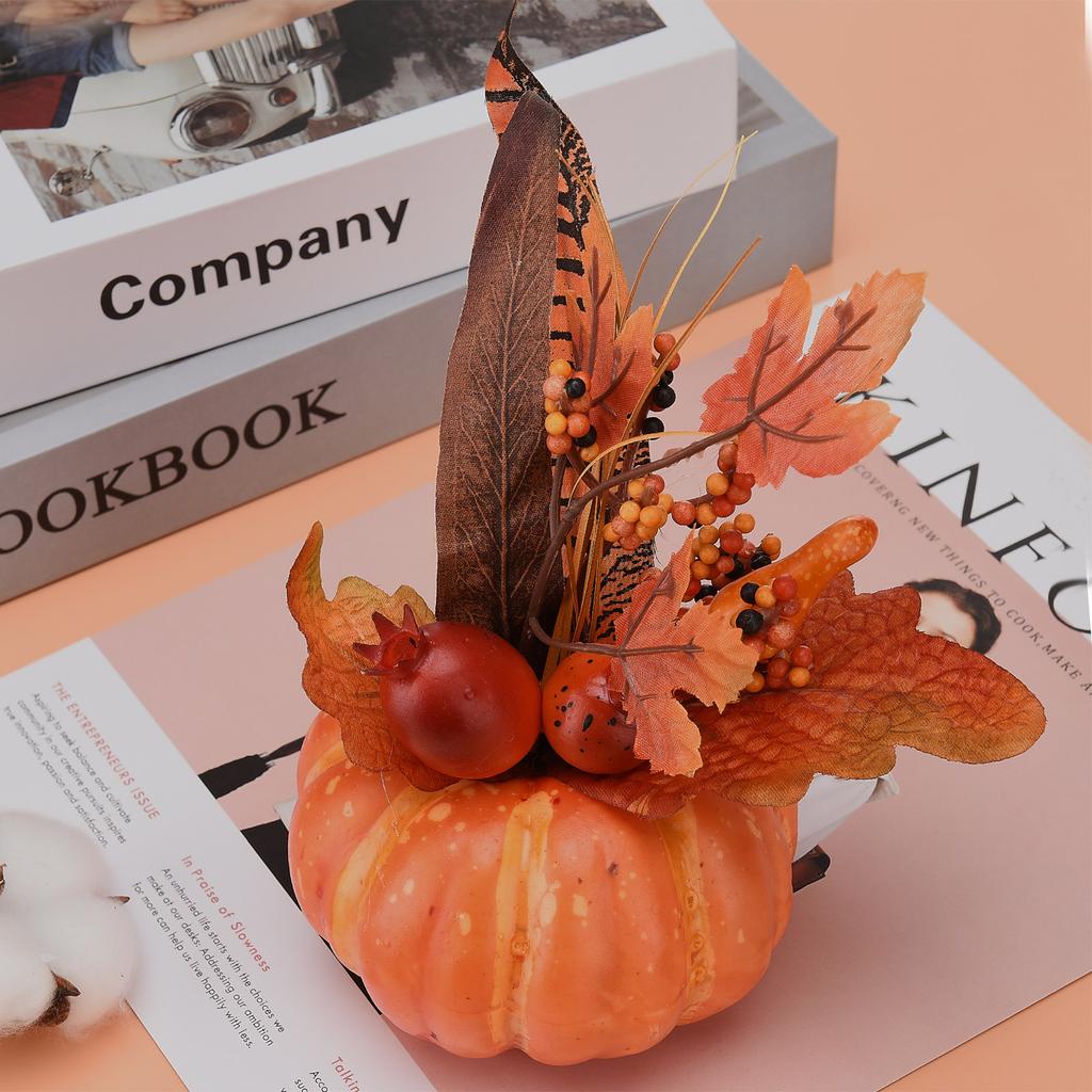 Artificial Pumpkins Maple Leaf Pomegranate Table Home Decor House Prop Autumn Fall Harvest Thanksgiving Halloween Decor