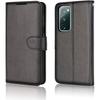 Galaxy S20 FE Leather Wallet Case, Flip Protective Case Cover with Wallet Card Holder, Stand and Wrist Strap - Black
