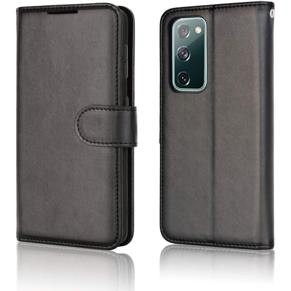 Galaxy S20 FE Leather Wallet Case, Flip Protective Case Cover with Wallet Card Holder, Stand and Wrist Strap - Black