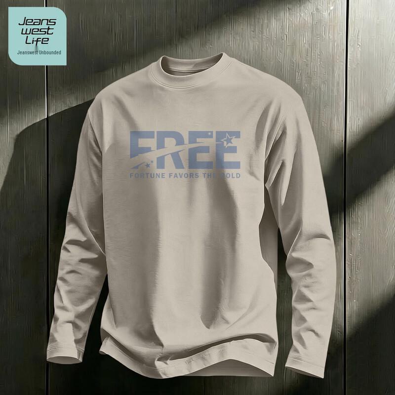 Jeanswest Life Men's Loose Fit Cotton Crewneck Long-Sleeve Tee