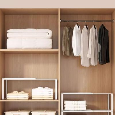 Closet Tension Shelf & Rod Expandable Metal Storage Rack Adjustable Organizer DIY Divider Separator for Cabinet Wardrobe