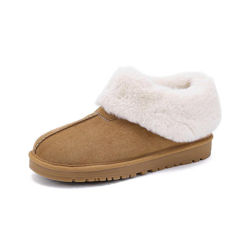 

The same style, genuine leather thick-soled snow boots, winter velvet, sheepskin and fur integrated low-top wool cotton boots for women 35