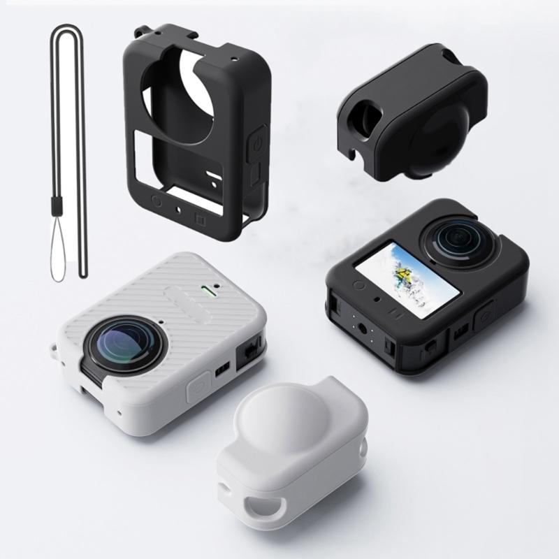 360 Camera Silicone Case Shock Resistant Anti Drop Cover Lens Protector Easy Access Ports And Quick Release Adapter