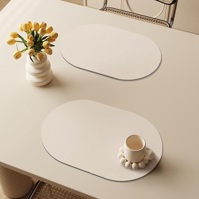 Solid Color Leather Placemat Heat High Temperature Resistance Household Dining Table Insulation Pad Waterproof Anti Slip Mat