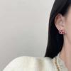S925 Silver Zodiac Tiger Earrings - Red New Year Chinese Style, High-End Tiger Head Design