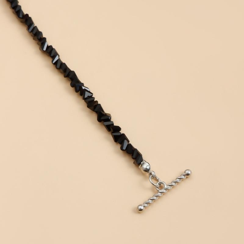 Lightweight Comfortable Alloy Heart Shaped Necklace  Mirrored Glass Crystal Beads Clavicle Chain For Daily Wear