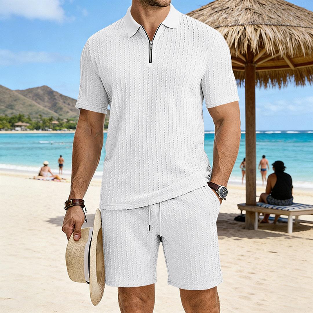 Men Summer Casual Polo Short Sleeve Set S