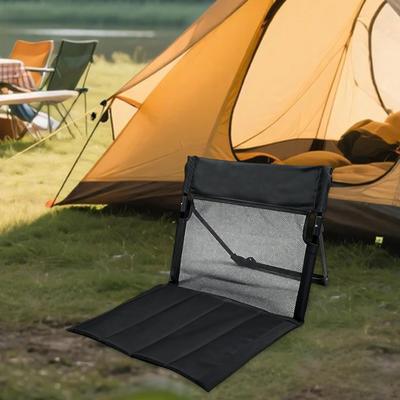 Camping Chair with Backrest Camp Seat Beach Cushion Lounge Foldable for Park Barbecue