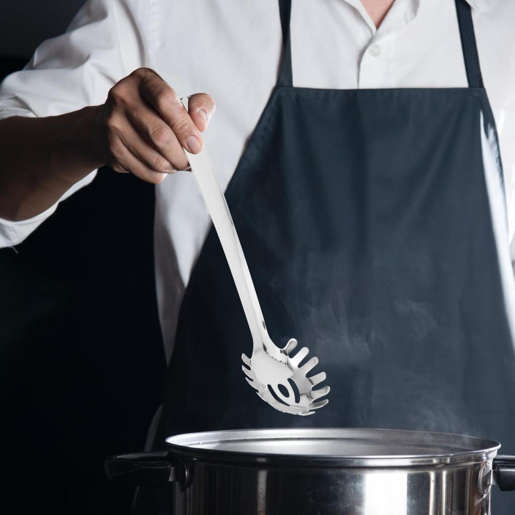 Stainless Steel Spaghetti Spoon Pasta Server with Ergonomic Handle Noodle Strainer and Pasta Scoop Utensil for Home and Restaurant Use