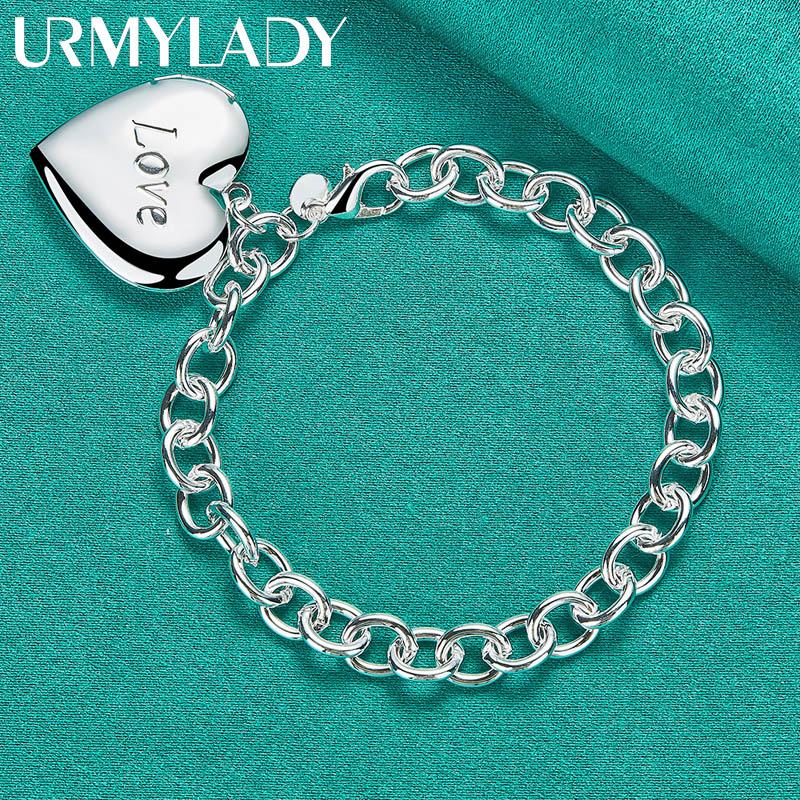 Bracelet en argent Sterling 925 avec cadre Photo en forme de cœur, pour femmes, bijoux de fiançailles, de mariage, à la mode