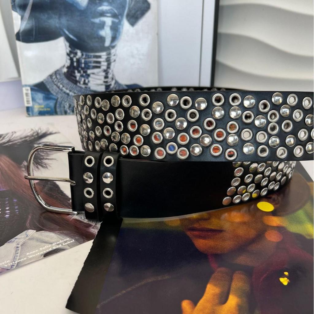 Y2K Punk Hip Hop Eyelet Rivet Waist Belt - Slimming, Versatile, One Size