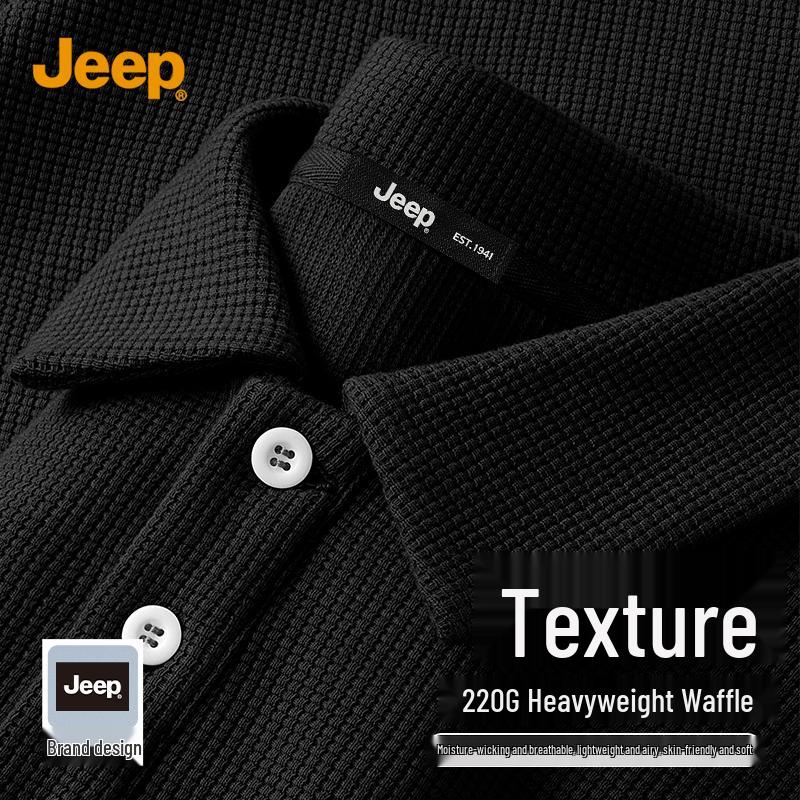 JEEP Men s Loose Fit Waffle Polo Shirt M