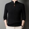 2024 Winter Men's Wool Sweater: Solid Color Jacquard Knit, Warm Thickened Half-Zip