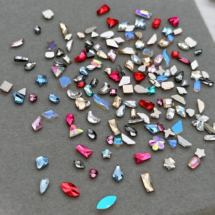 100Pcs Mixed Glass Crystal Hybrid Diamond Rhinestones Nail Art Decorations