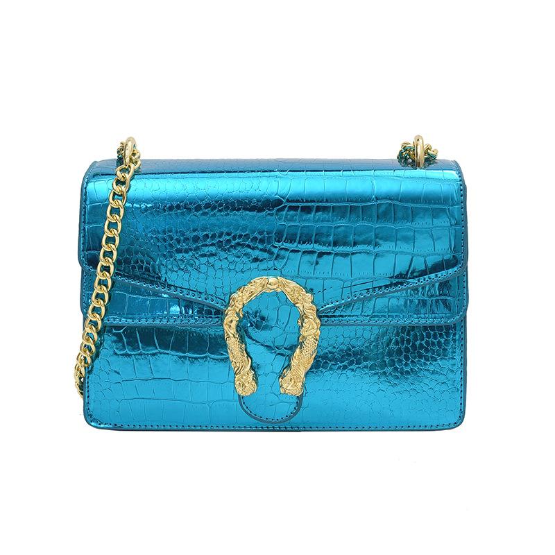 

Женская сумка Новая женская сумка через плечо на одно плечо с цепочкой Женская сумка из крокодиловой кожи Женская сумка Сумка винной богини синий