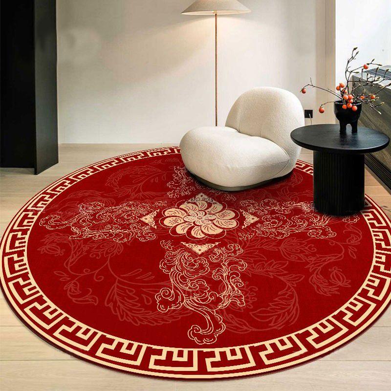 Luxury Classical Round Living Room Rug Red Blue Bedroom Carpet Toilet Washroom Decoration Rugs Comfortable Floor Mats Non-slip