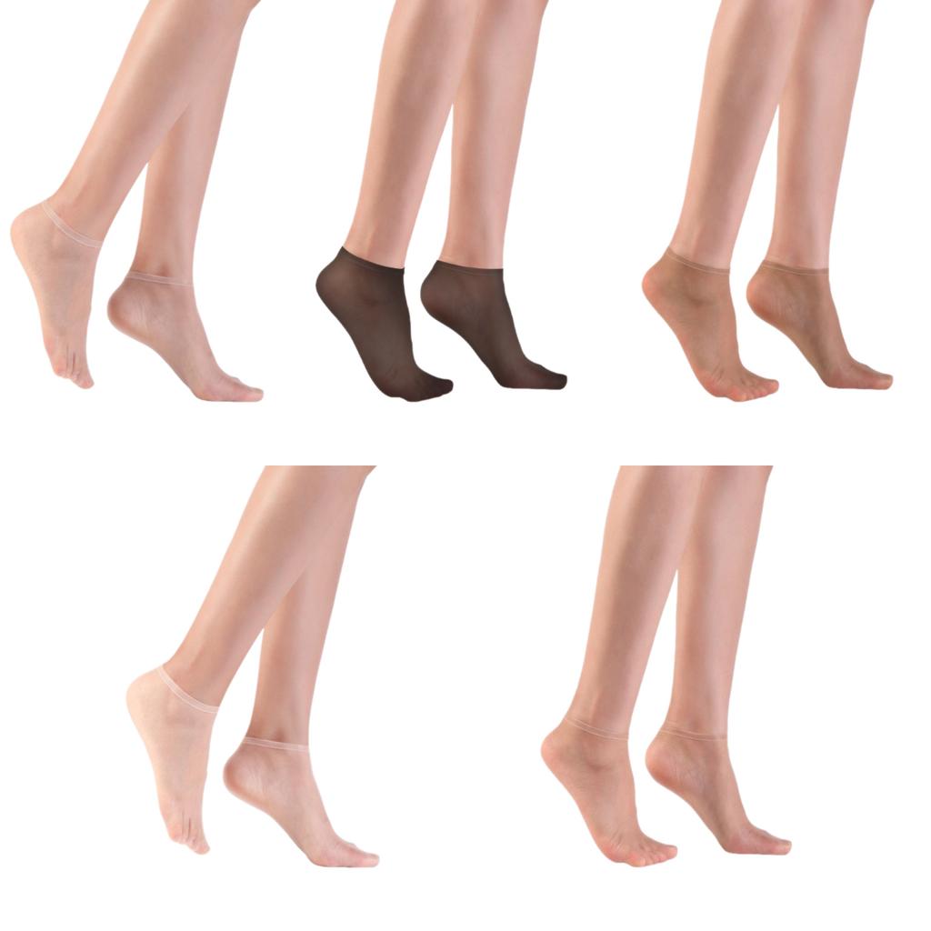 5 Pairs Soft Silky Stockings for Womens Sheer Ankle Socks With Elastic Cuffs Ultra Thin See Through Low Cut Boat Socks