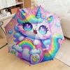1pc Cartoon cute fantasy unicorn Umbrella Portable Folding Umbrella Iron Frame Hole Bone Structure Outdoor Home Umbrella