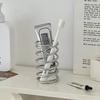 1pc Toothbrush Holder Stainless Steel Bathroom Toothpaste Makeup Brush Storage Rack Home Decor Organizer Accessory