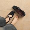 Krazing Pot Sheepskin Round Toe Thick Low Heels Spring Shoes Buckle Big Size 42 Women Mary Janes Pumps