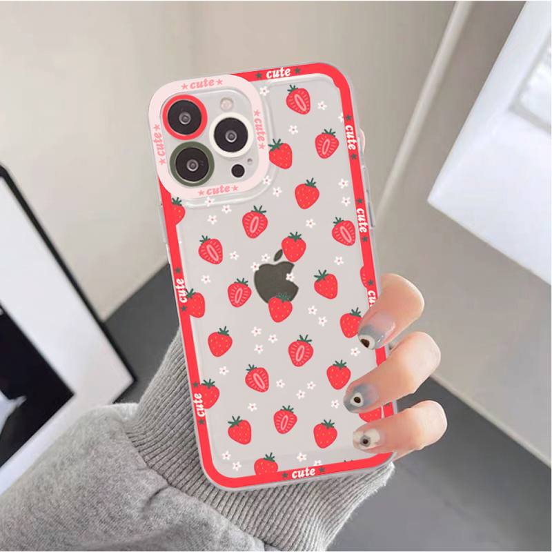 Lovely Cherry Strawberry Phone Case for iPhone 11 12 13 Mini Pro Max 14 Pro Max Case shell