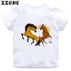 T-shirt Divertente per Bambini con Disegno di Cavallo Fortunato e Selvaggio Abbigliamento Carino per Bambine T-shirt Estiva Bianca Top per Bambini
