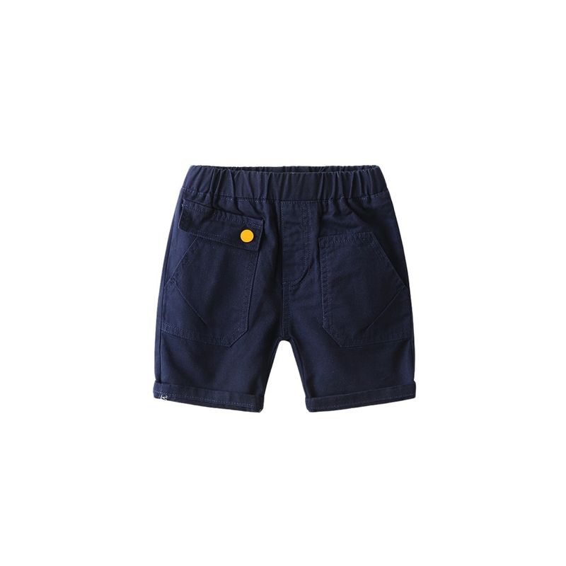 Boys' Pocket Shorts Summer Solid Color Pants Children's Casual Shorts Kids' Low-Waist Mid-Length Pants