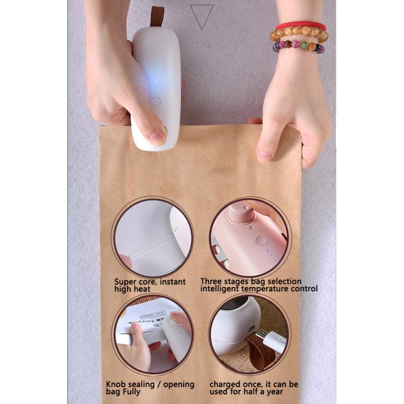 Hot! Mini Bag Sealer Usb Rechargeable Portable Kitchen Hand Sealing Device For Bags Plastic Bags Food