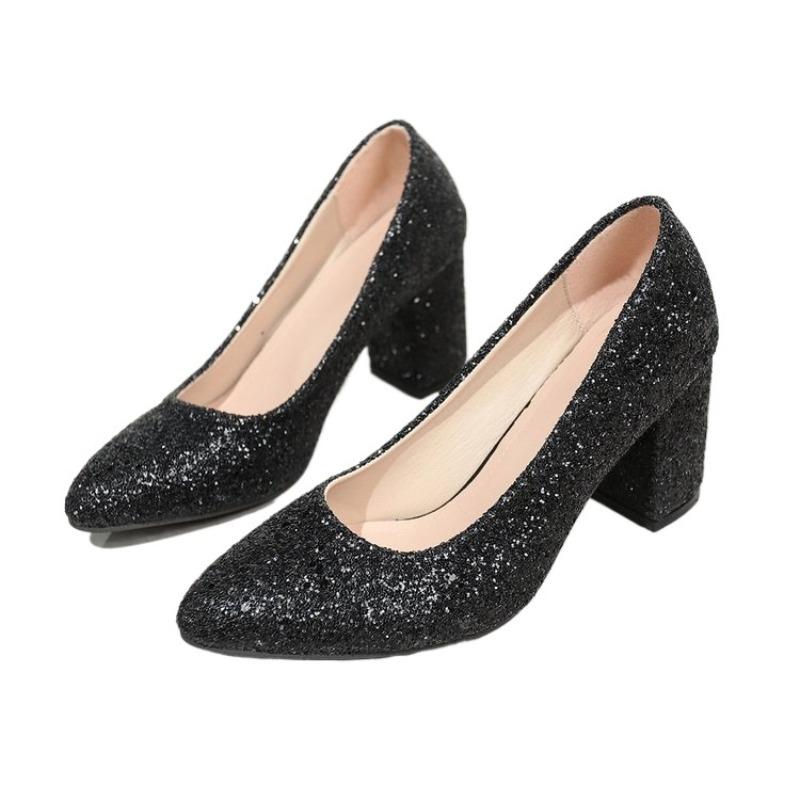 Plus Size Shoes for Women 35-42 Summer Women High Heel Sequin Pointed Toe Comfortable Non-slip Platform Sandals 2026