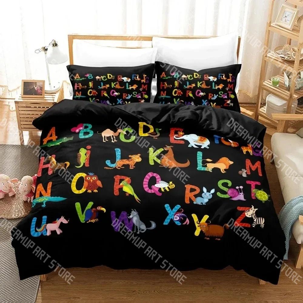 Fashion Alphabet Lore Cartoon Bedding Set Single Twin Full Queen King Size Bed Set Kids Bedroom Duvetcover Sets Bed Sheet Set