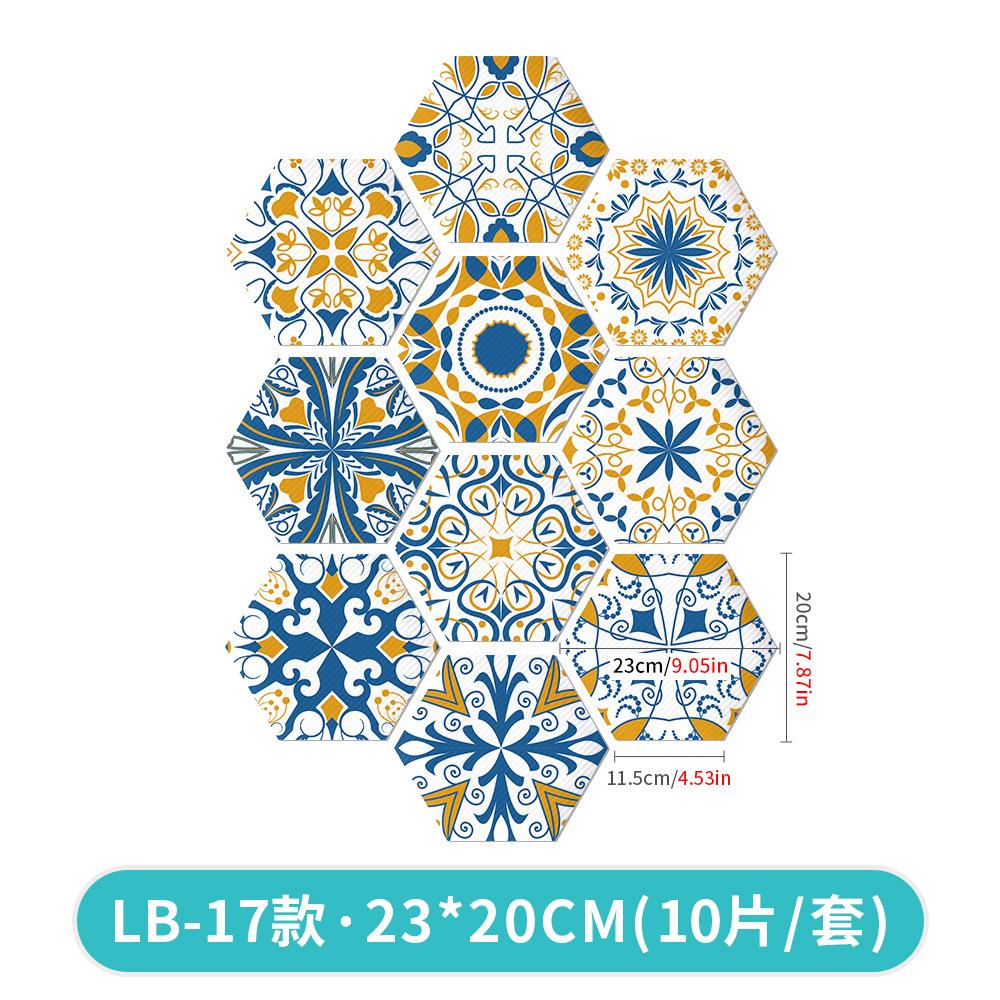 10Pcs Hexagon Floor Stickers PVC Self Adhesive Waterproof and Slip-resistant Wall Sticker For Bathroom Kitchen Wall Ground Decal