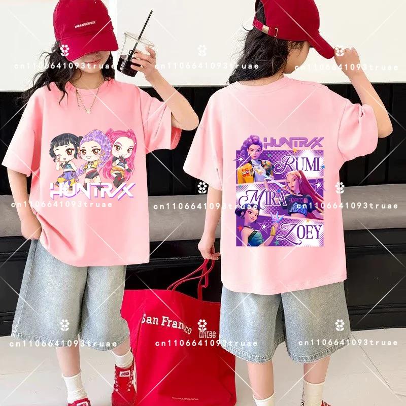 Kids Kpop Demon Hunters Children's T Shirt Short Sleeve T-shirt Cute Kpop Demon Hunters Tiger Harajuku Tshirt for Boys Girls