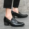 Men's Platform High Heels Brand Loafers High-quality Brown Simple Gentleman Business Leather Shoes Classic Wedding Casual Shoes