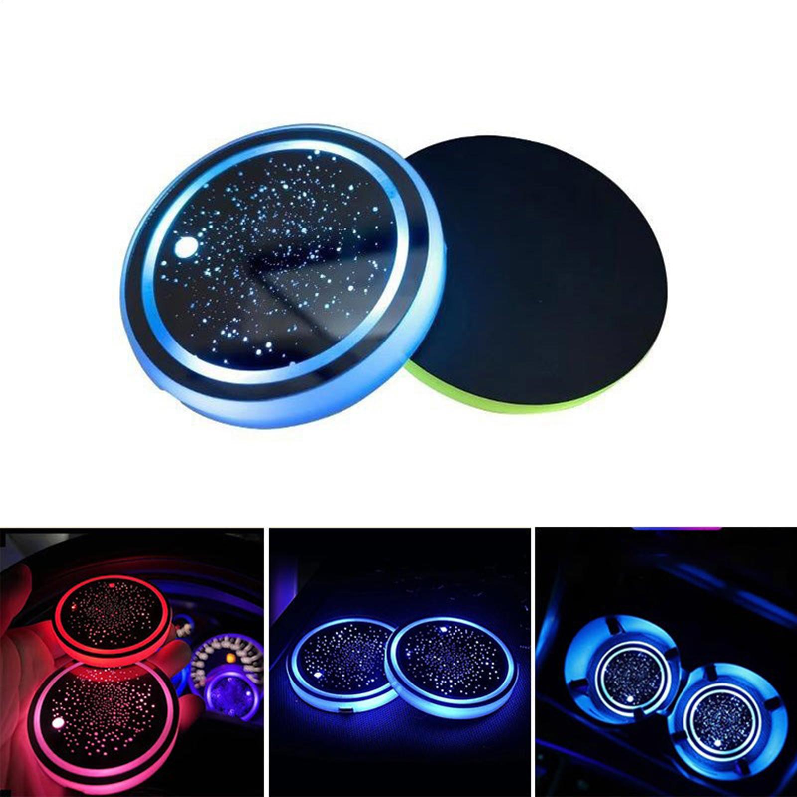 

Rechargeable 7 Color Light Up Coasters 3 Mode LED Interior Ambient Light Cup Holder Insert Water Coasters Cup Pad Decoration CHINA