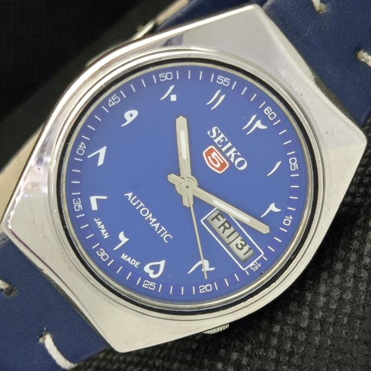 

USED VINTAGE SEIKO 5 AUTO 6349A JAPAN MENS D/D ARABIC BLUE WATCH 608h-a316740-2 SKU608h-a316740